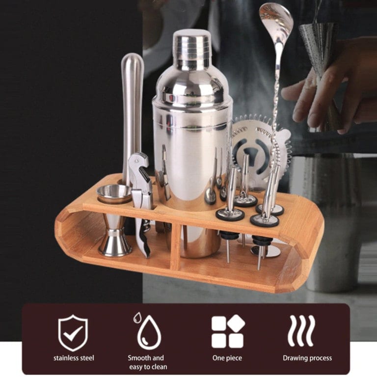Heavy Duty 12-Piece Stainless Steel Bartender Kit | Bar Tool Set with Stylish Bamboo Stand | New-The H2O™ Water Bottles-The H2O™ Water Bottles - Buy Now Order For Sale Best Price Online Shop Purchase Review Amazon Walmart Best Buy Free Shipping
