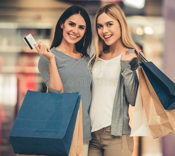 girls going shopping beautiful bags looking camera smiling doing mall 88456290
